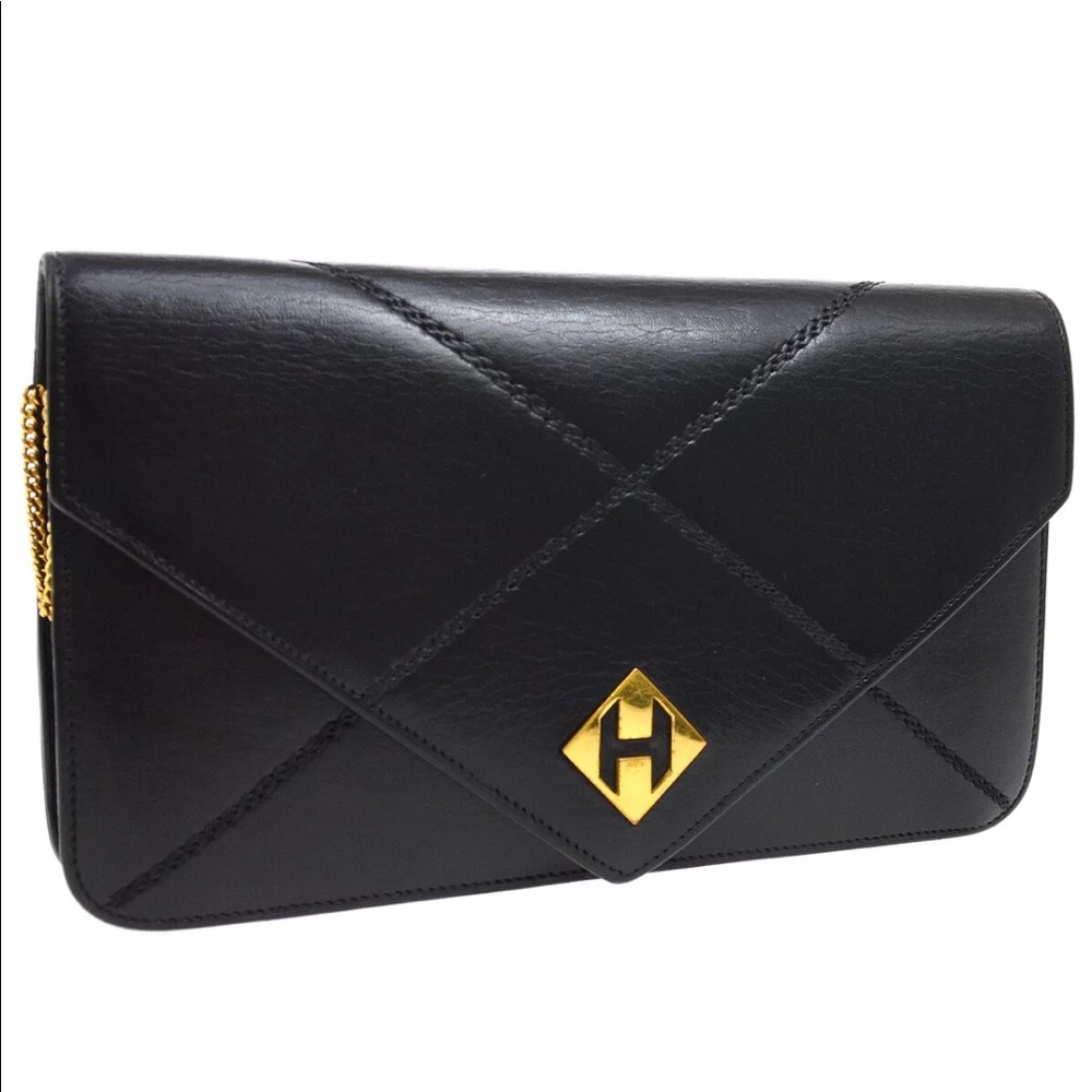HERMES Vintage Clutch Hand Bag Chain Purse